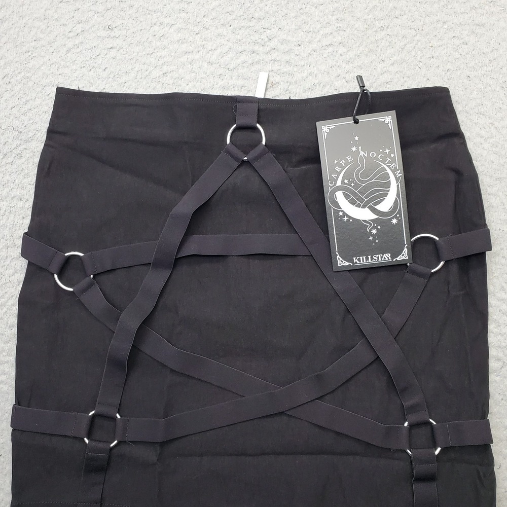 Killstar Harness Ur Power Mini Skirt Womens M Black Gothic Pentagram Back Zip - Picture 7 of 8